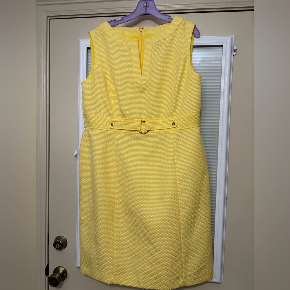 Yellow Sleeveless Belted Dress